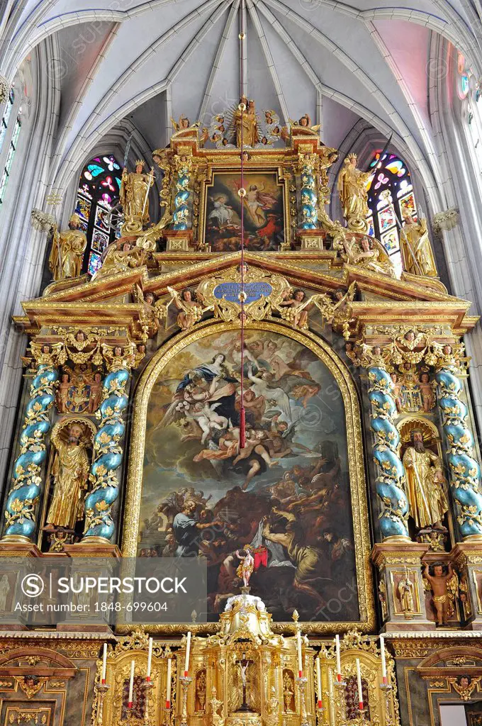 High altar of the Assumption of Mary by Johann Andreas Wolff, high altar, monastery church of Goettweig Abbey, Goettweiger Berg mountain, Furth, UNESC...
