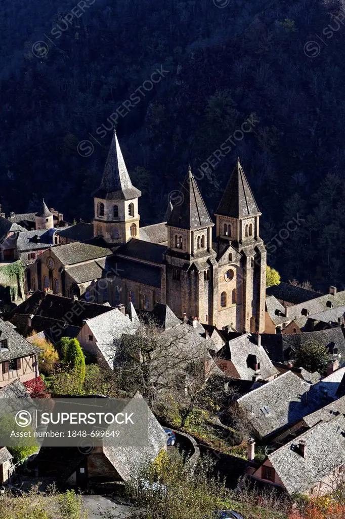 Sainte Foy Abbey Church of the 11th century, masterpiece of Romanesque art, a stop on el Camino de Santiago, Conques, labelled Les Plus Beaux Villages...