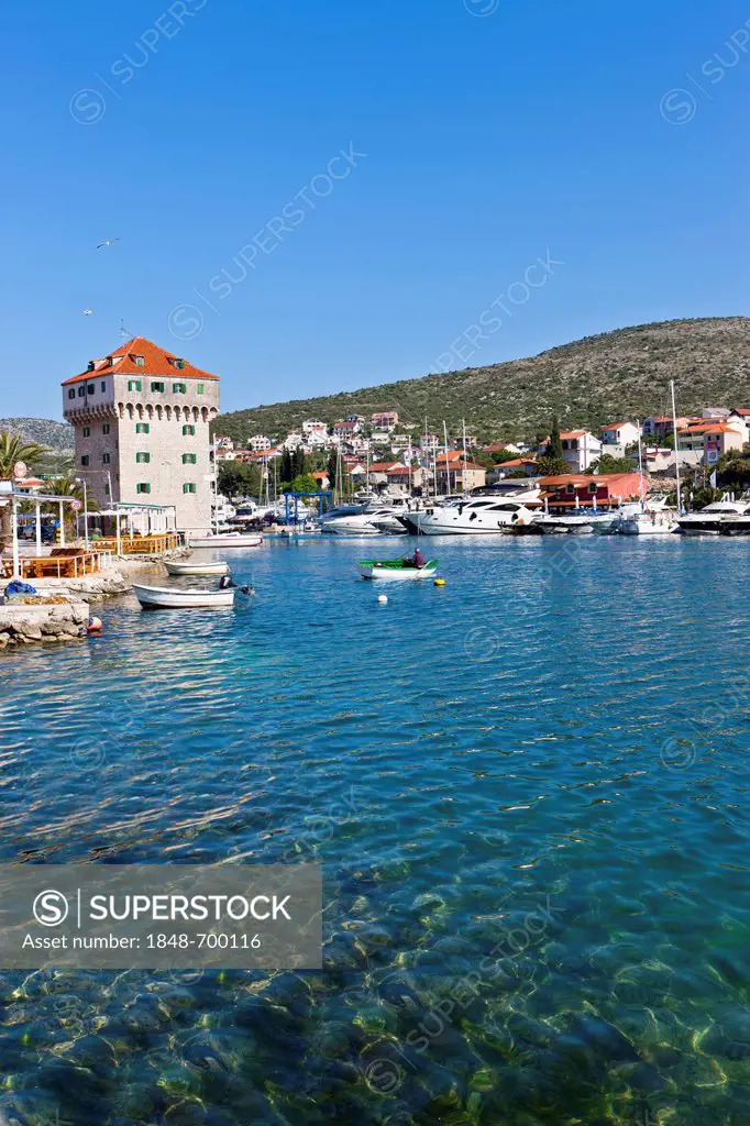 Fishing village of Marina with bay and marina, central Dalmatia, Dalmatia, Adriatic coast, Croatia, Europe, PublicGround
