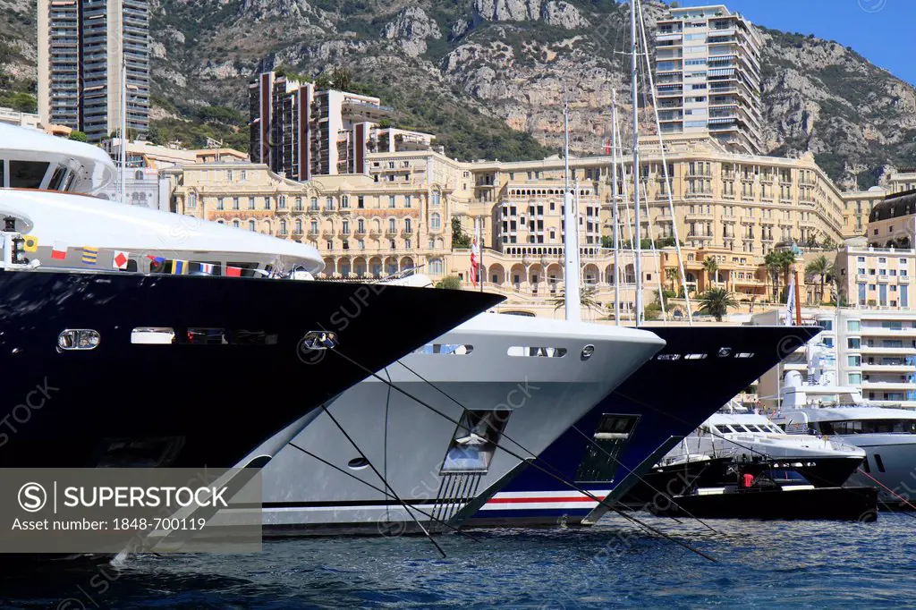 Super yachts at the Monaco Yacht Show, Port Hercule, Monaco, Cote d'Azur, Mediterranean Sea, Europe