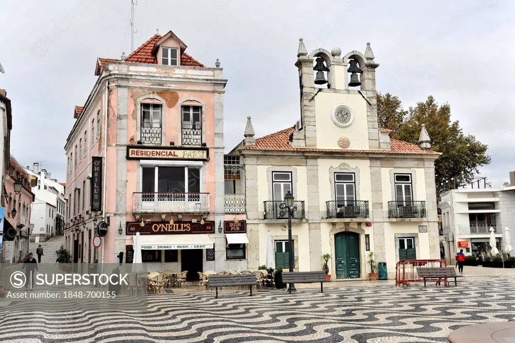 Historic town hall square, Cascais, Lisbon, Portugal, Europe