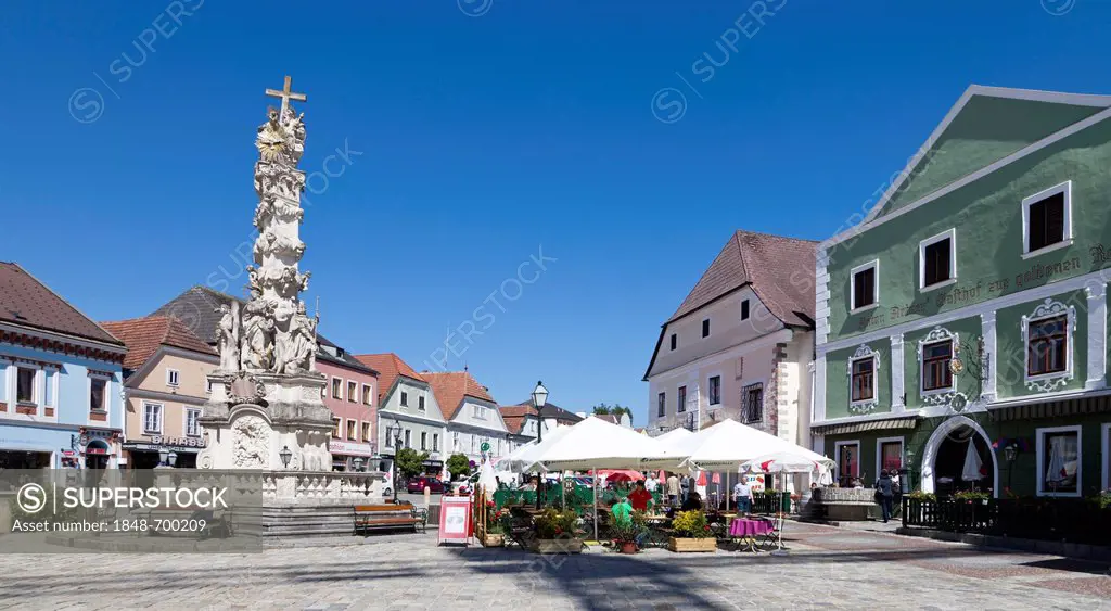 Holy Trinity column, plague column in Zwettl, Waldviertel Region, Lower Austria, Austria, Europe