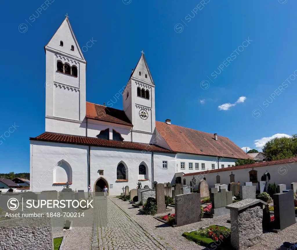 Parish church of St. John the Baptist, old Premonstratensian abbey church, Steingaden, Upper Bavaria, Bavaria, Germany, Europe