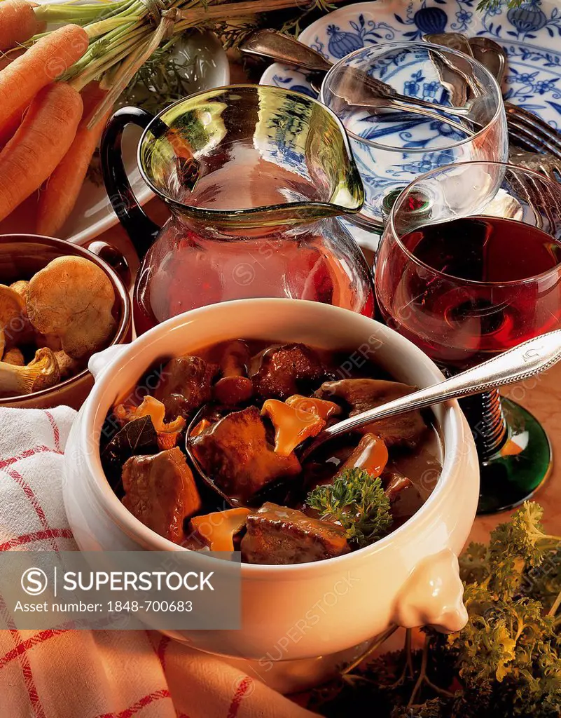 Wild boar stew with root vegetables and wild mushrooms, Austria