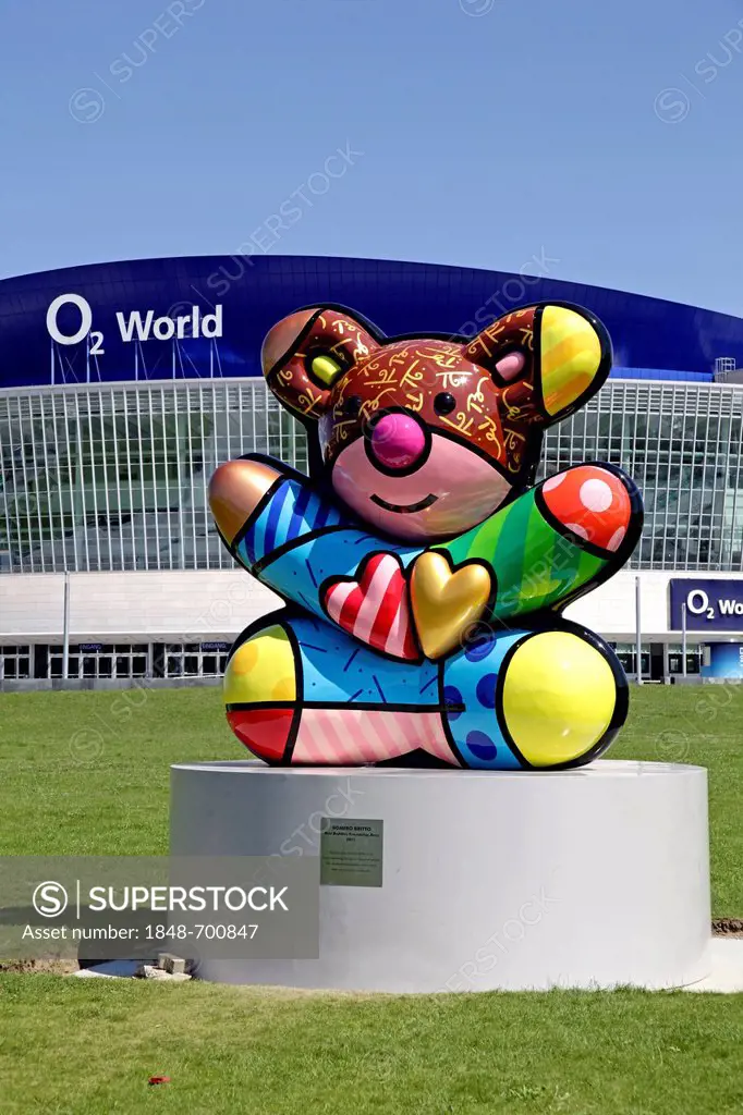 Colourful bear sculpture, O2 World, Berlin, Germany, Europe