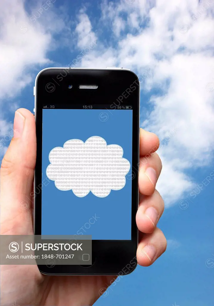 IPhone, clouds, sky, symbolic image for cloud computing, cloud