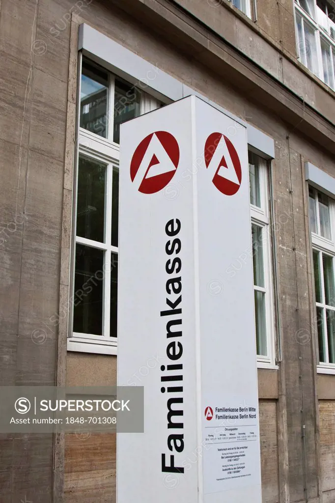 Familienkasse, a German federal revenue department, child and family services, Agentur fuer Arbeit employment office, Berlin, Germany, Europe