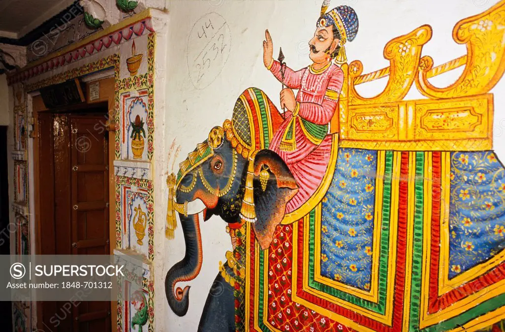 House, decorated for a wedding, Udaipur, Rajasthan, India, Asia
