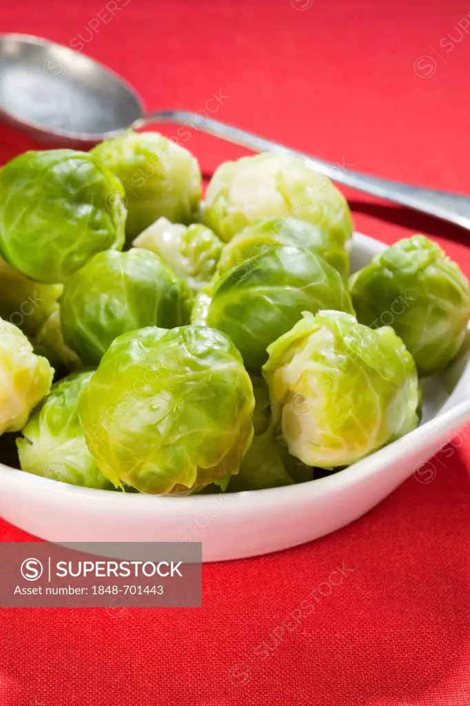 Cooked brussels sprouts in bowl