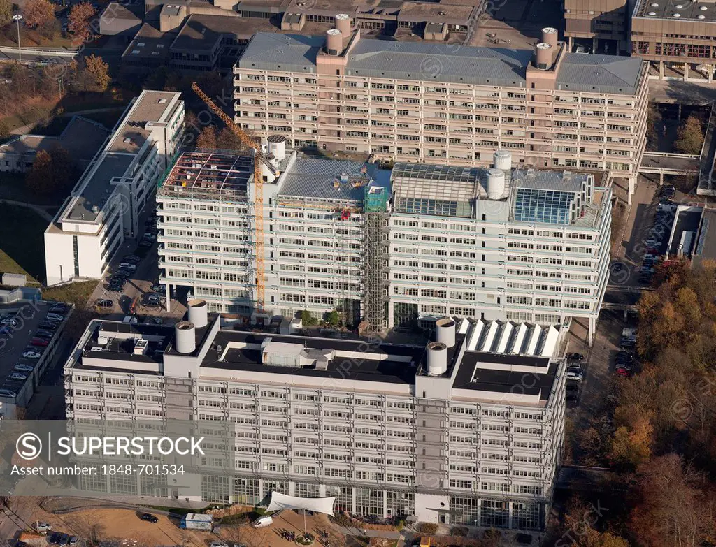 Aerial view, Uni-Tech-Center at front, Technologiezentrum Ruhr, centre, MA-Building of the Faculty of Medicine at back, Bochum, Ruhr Area, North Rhine...