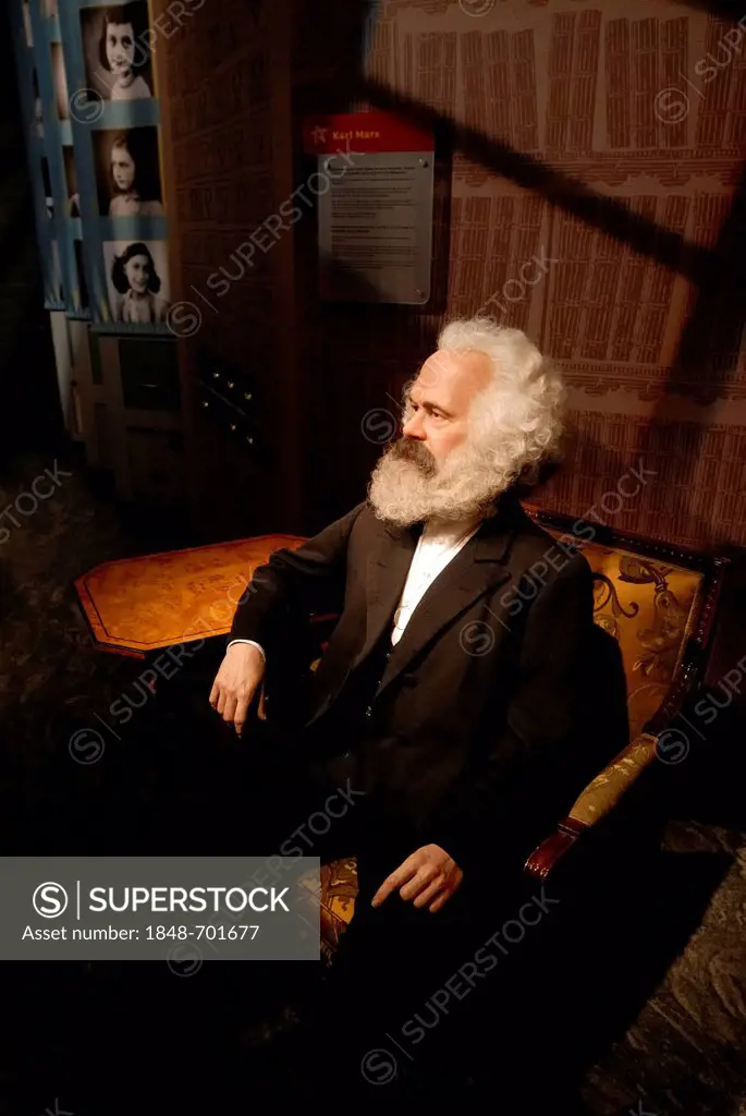 Karl Marx as a wax figure in Madame Tussauds Wax Museum, Unter den Linden 74, Berlin, Germany, Europe
