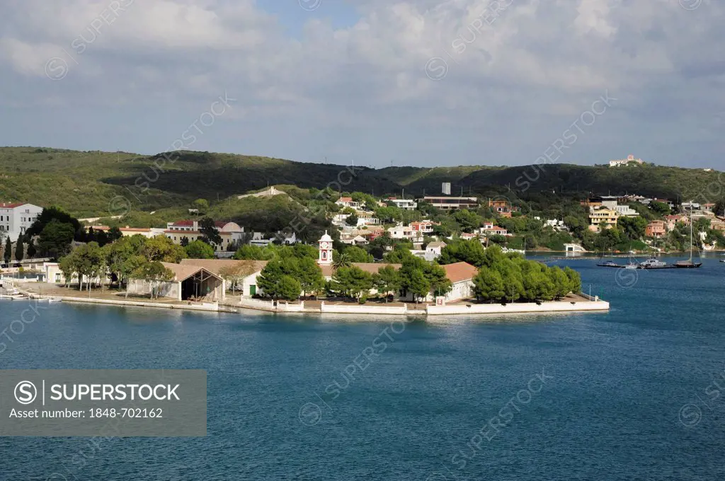 Pinto Peninsula, north side of the harbour of Mahon, Port de Mao, Minorca, Menorca, Balearic Islands, Mediterranean, Spain, Europe