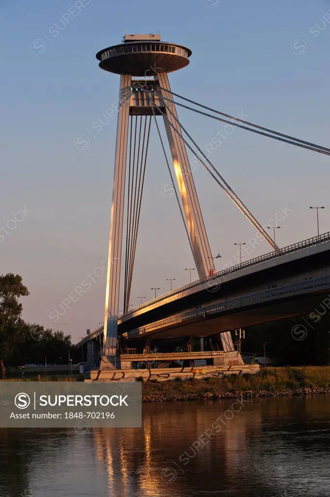 Novy Most, New Bridge with the Danube River, Bratislava, Slovakia, Europe