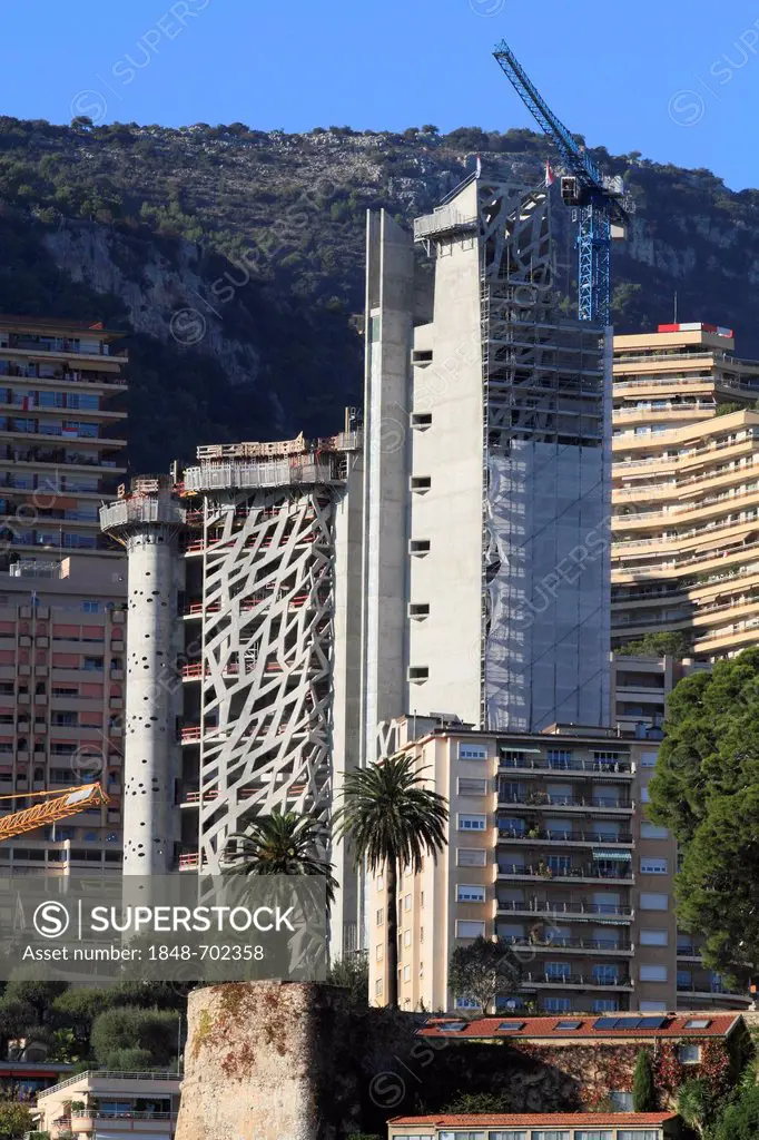 High-rise building under construction, Principality of Monaco, Côte d'Azur, Europe