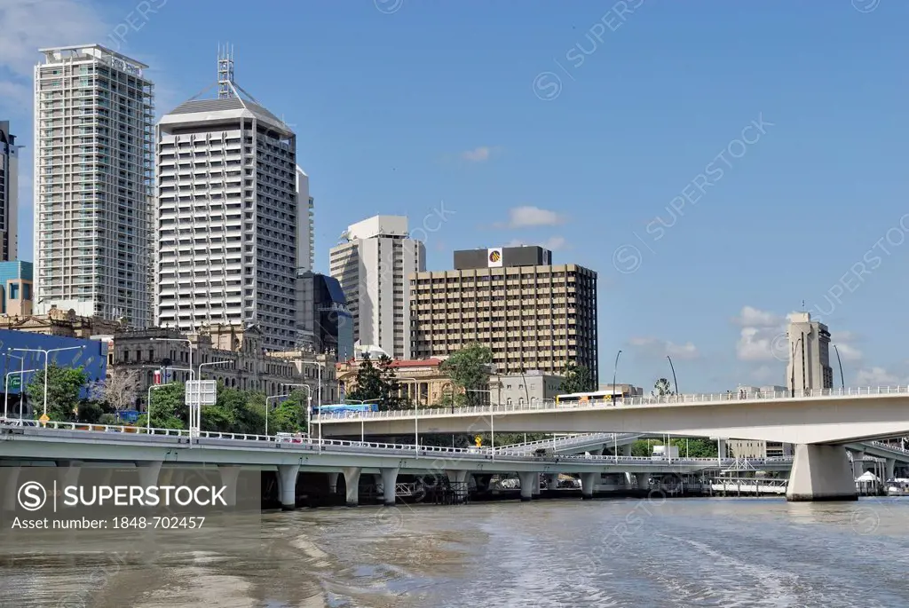 Victoria Bridge, Riverside Express Way, and city, Brisbane, Queensland, Australia