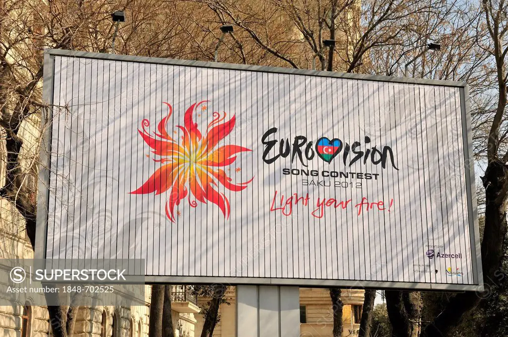 Advertising for the Eurovision Song Contest which is being held for the first time in Azerbaijan, 26th May 2012, in downtown Baku, Azerbaijan, Caucasu...