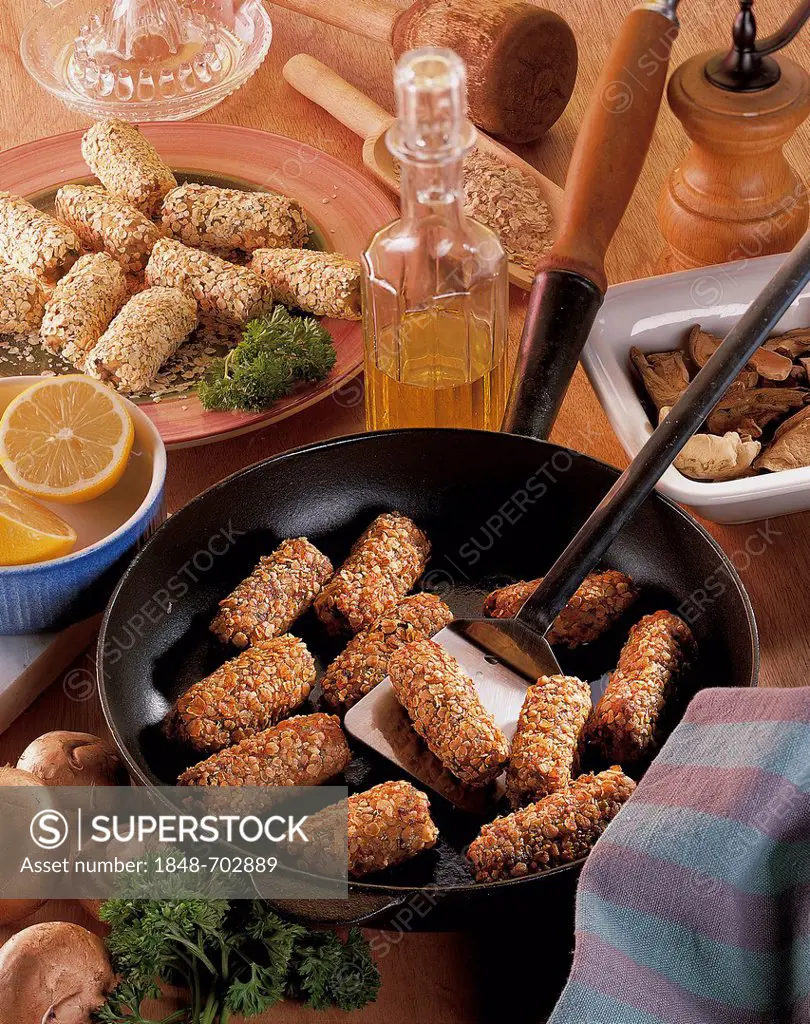 Teplice mushroom croquettes, potato and mushroom dough, covered in oatmeal, fried in clarified butter, whole food cuisine, Czech Republic