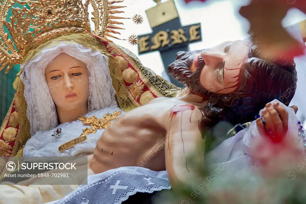 Mary and Jesus, Good Friday procession in Barcelona, Semana Santa, Holy Week, Barcelona, Spain, Europe