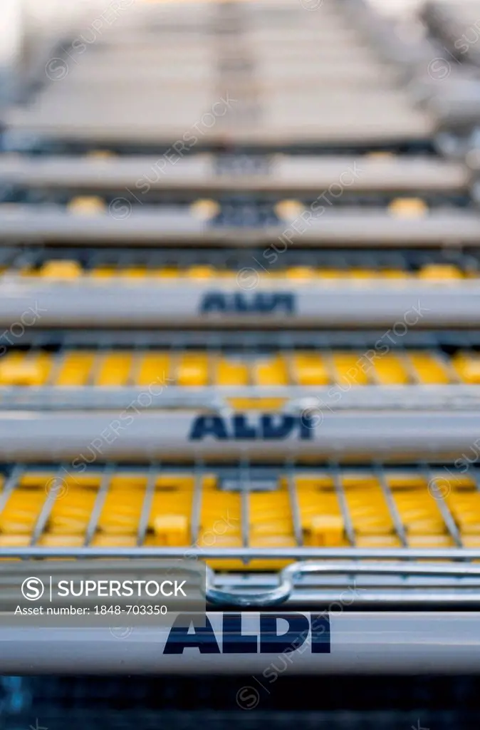 Shopping trolleys, Aldi Sued, Germany, Europe