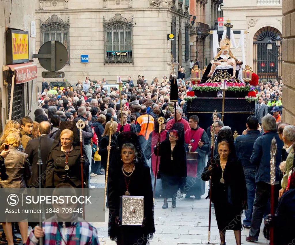 Good Friday procession, Semana Santa, Holy Week, Barcelona, Catalonia, Spain, Europe