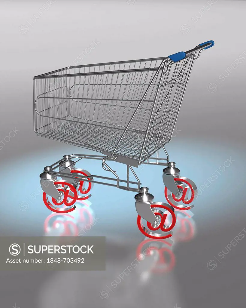 Shopping cart, illustration, symbolic image for internet shopping