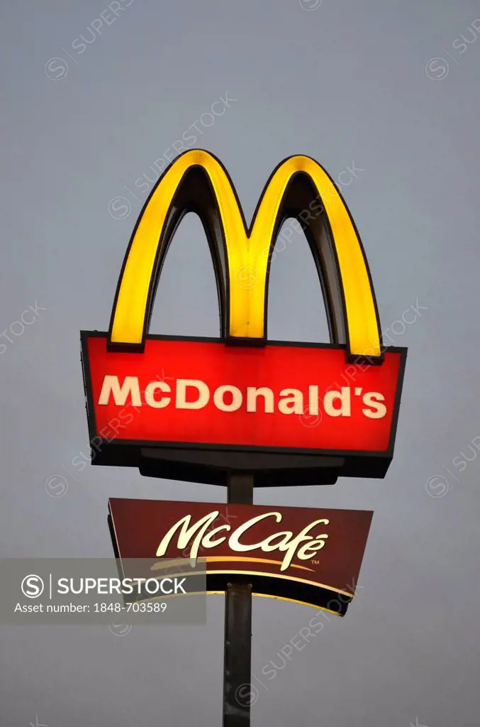 Signage for McDonald's and McCafe, Germany, Europe