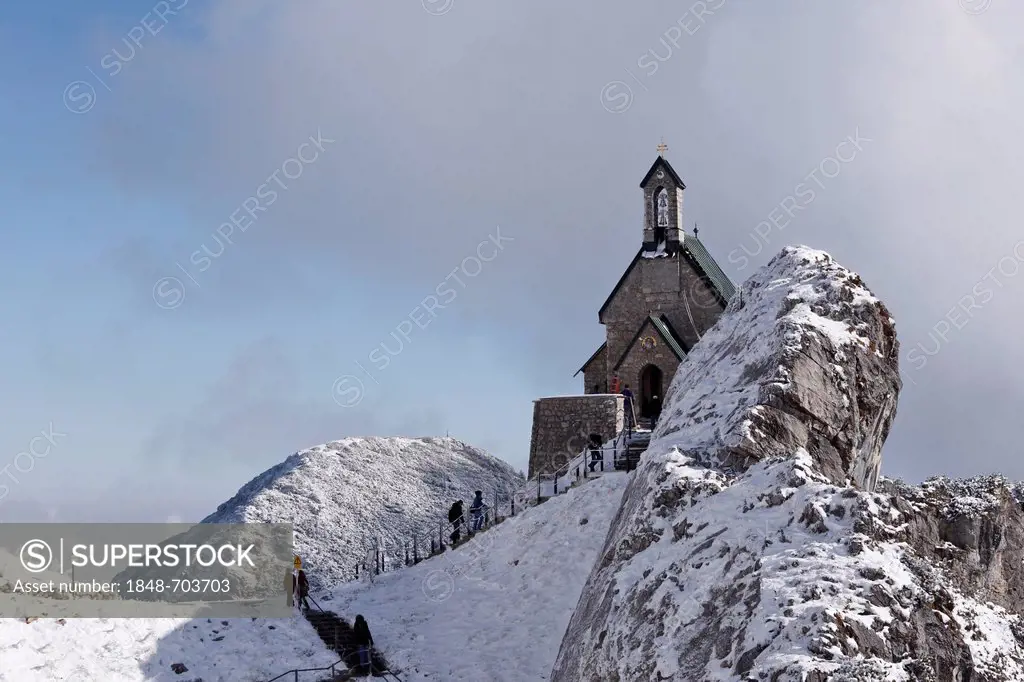 Wendelsteinkircherl, church on Mt Wendelstein, Mt Wendelstein, Mangfall mountains, Upper Bavaria, Bavaria, Germany, Europe