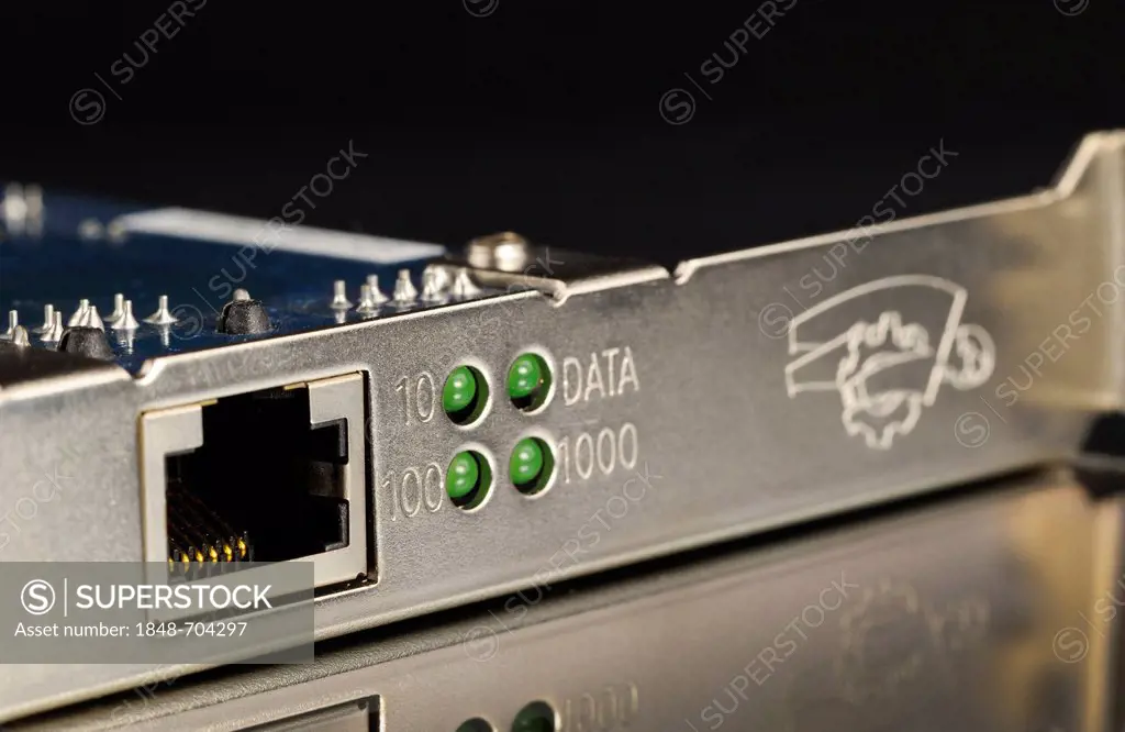Network card for Ethernet, port, 10, 100, 1000 mbit, detail view