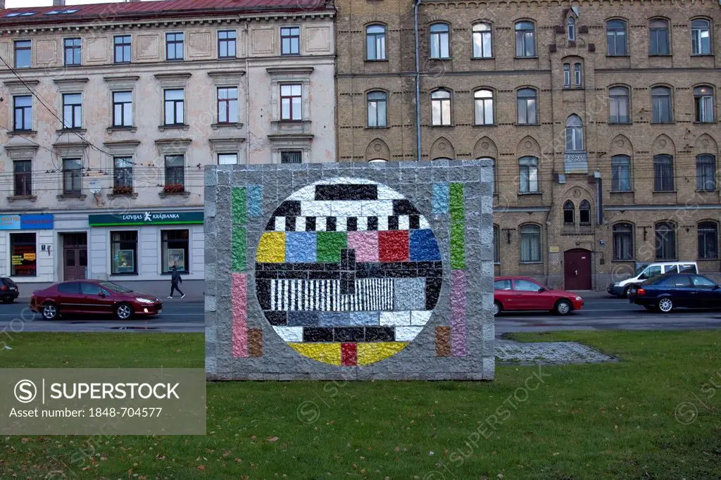 Painted television test pattern, Riga, Latvia, Europe