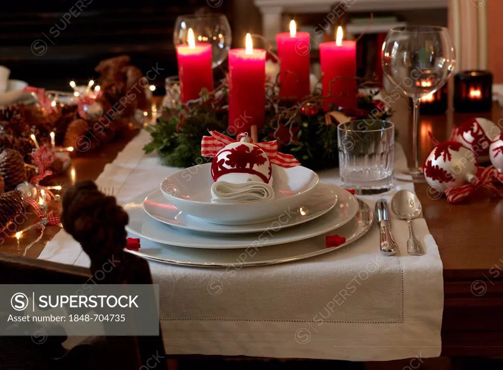 Christmas dining table arranged to create a festive atmosphere