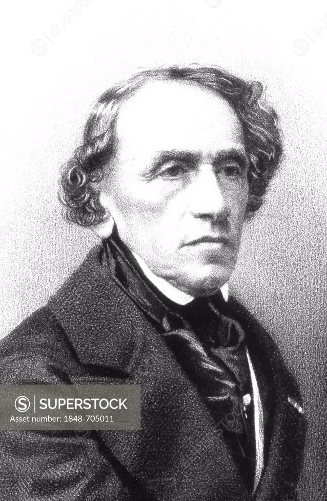 Giacomo Meyerbeer, German opera composer, 1791 - 1864, historical portrait, 1868