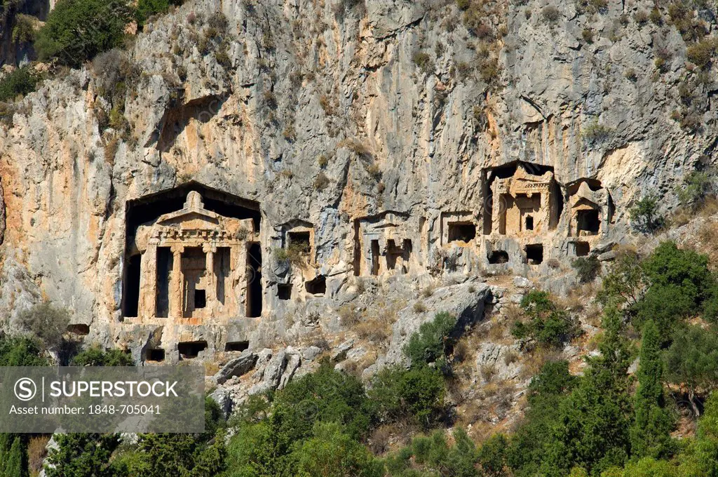 Rock tombs of Caunos near Marmaris, Turkish Aegean Coast, Turkey