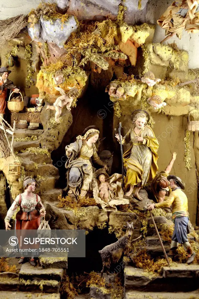 Nativity scene in the museum of the Benedictine abbey of Montecassino, Monte Cassino, Cassino, Lazio, Italy, Europe