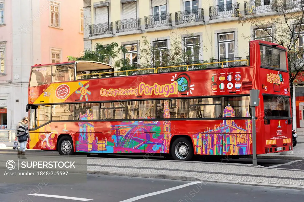 City tours, CitySightseeing, bus for sightseeing, Lisbon, Portugal, Europe