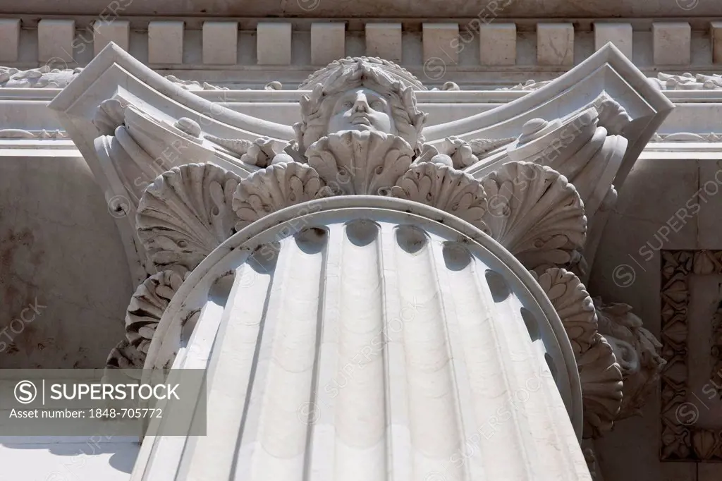 Pillar of marble, at the back of Il Vittoriano monument, Rome, Italy, Europe