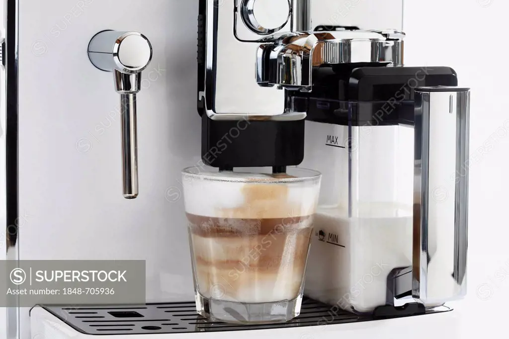 Cappuccino being made on a coffee machine