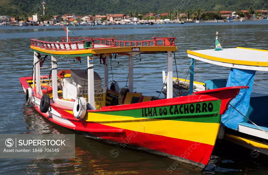 Colourful excursion boats, Paraty, Costa Verde, State of Rio de Janeiro, Brazil, South America