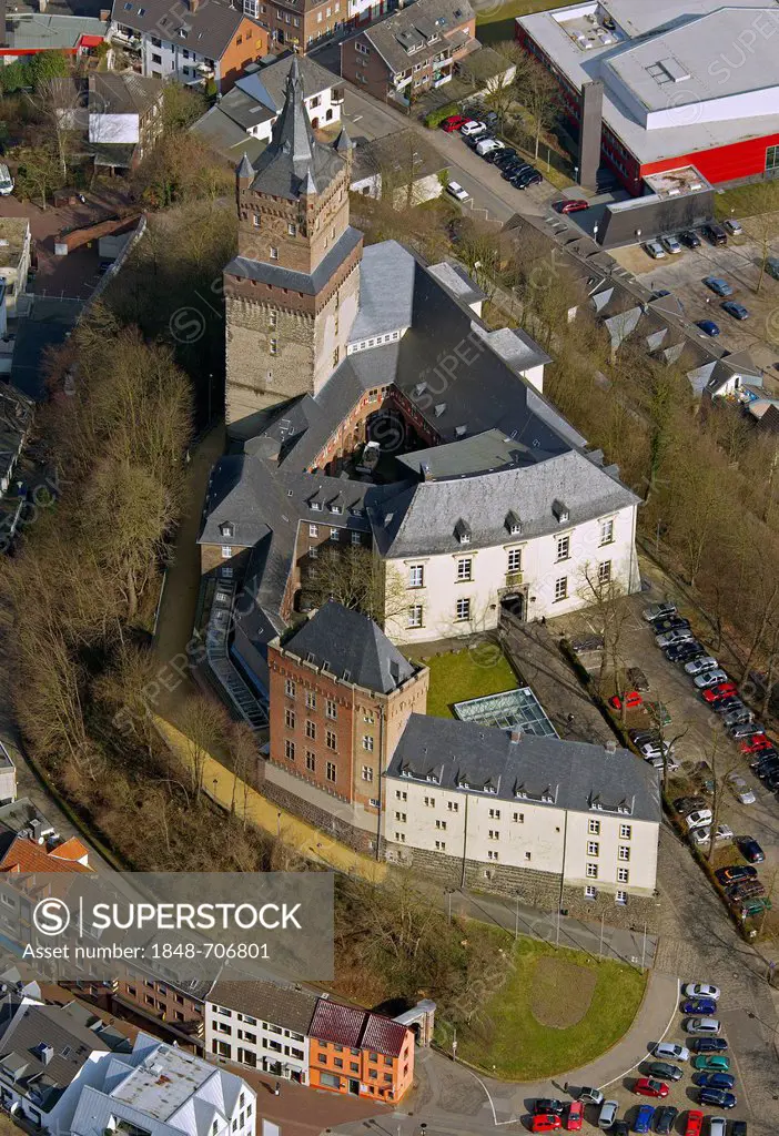 Aerial view, Schwanenburg castle, Kleve, Niederrhein region, North Rhine-Westphalia, Germany, Europe