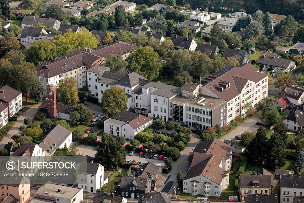 Aerial view, Augusta-Kranken-Anstalt GmbH Linden hospital, also known as Linden Hospital, Bochum, Ruhr area, North Rhine-Westphalia, Germany, Europe