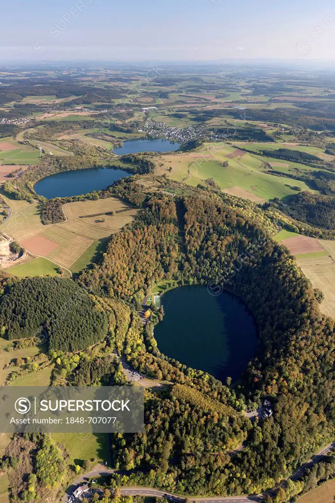 Aerial view, Maare, Daun, Eifel mountain range, Rhineland-Palatinate, Germany, Europe