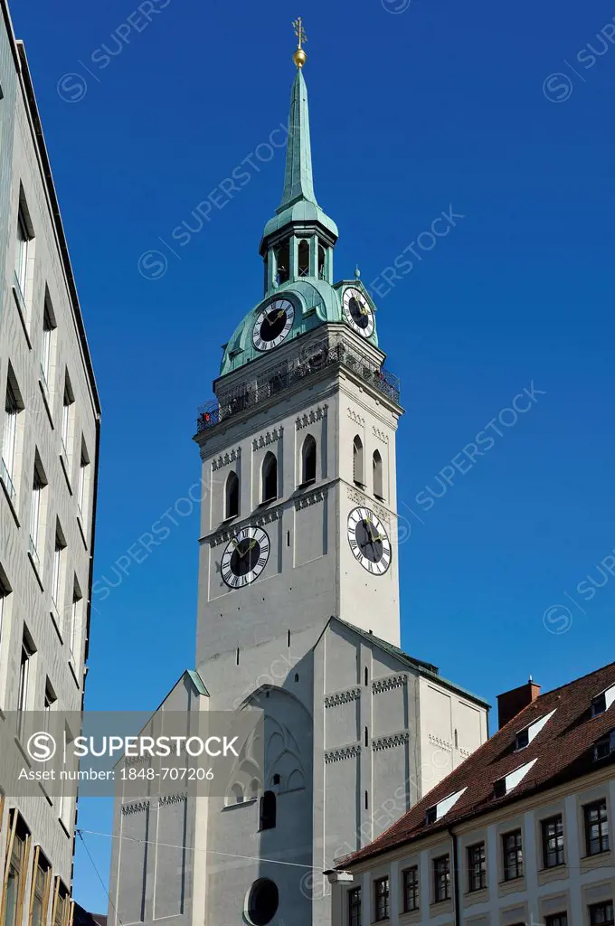 Parish church of St. Peter, Alter Peter tower, Munich, Bavaria, Germany, Europe