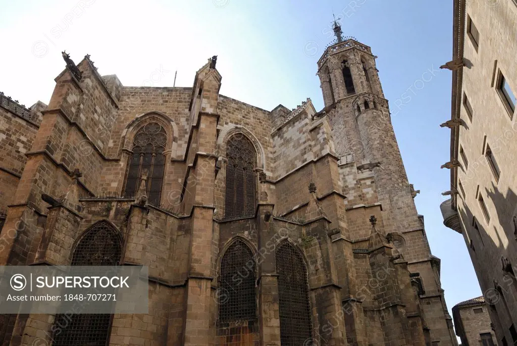 La Catedral de la Santa Creu i Santa Eulalia, Cathedral of the Holy Cross and Saint Eulalia, Gothic Quarter, Barri Gòtic, Barcelona, Catalonia, Spain,...