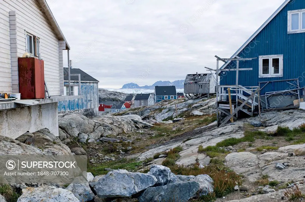Inuit settlement of Tiniteqilaaq, Sermilik Fjord, East Greenland, Greenland