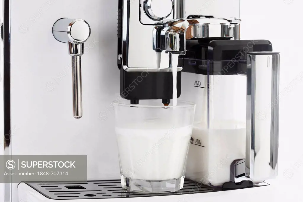 Coffee machine making hot milk