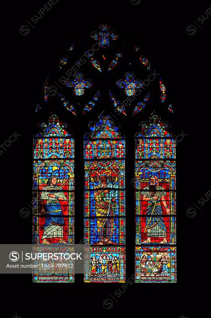 Moses window by Lawrence Saint, stained glass window, Washington National Cathedral or Cathedral Church of Saint Peter and Saint Paul in the diocese o...