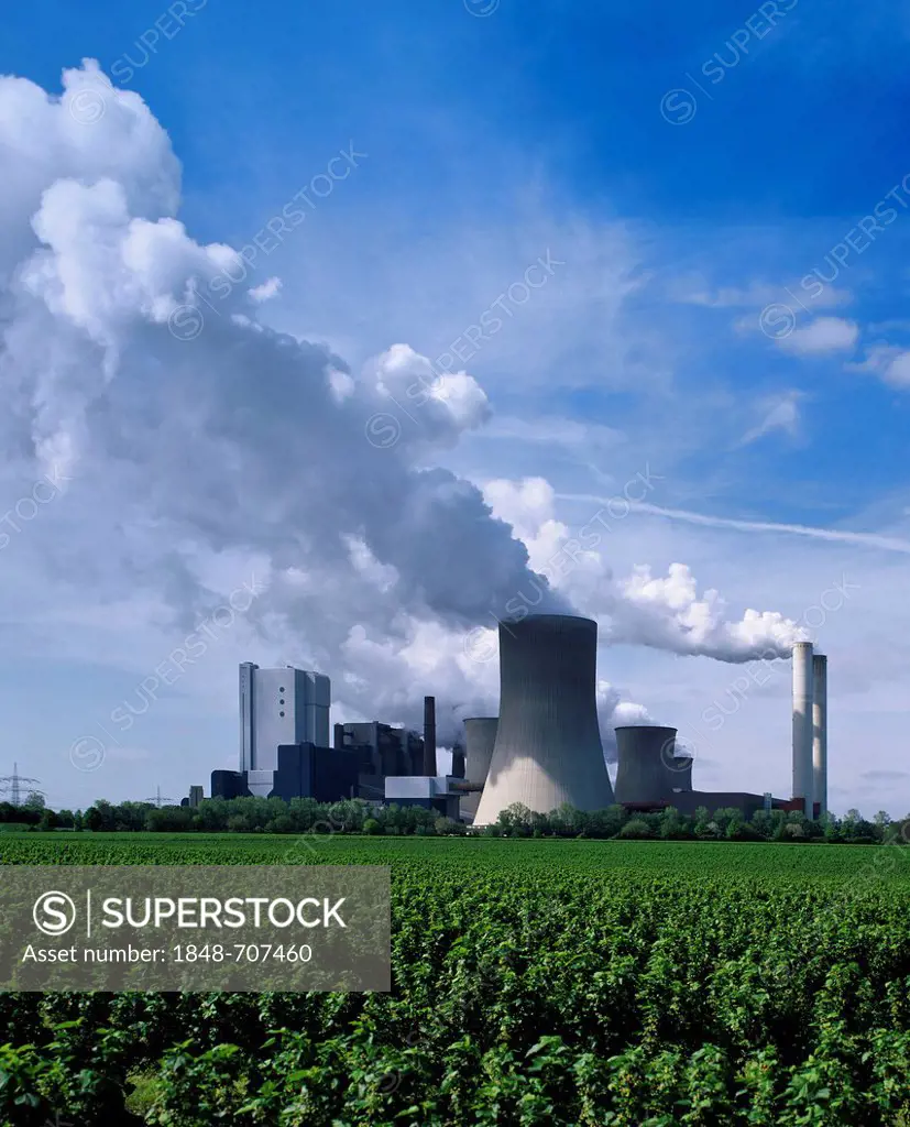 Active lignite-fired power plant Bergheim Niederaussem, power plant of the RWE Power AG, North Rhine-Westphalia, Germany, Europe, PublicGround