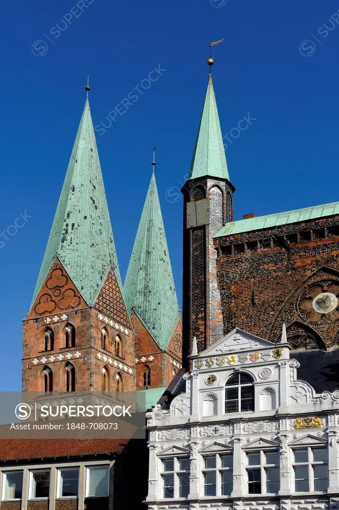 City hall, 13. - 16. century, historic city of Luebeck, UNESCO World Heritage Site, Schleswig-Holstein, Germany, Europe