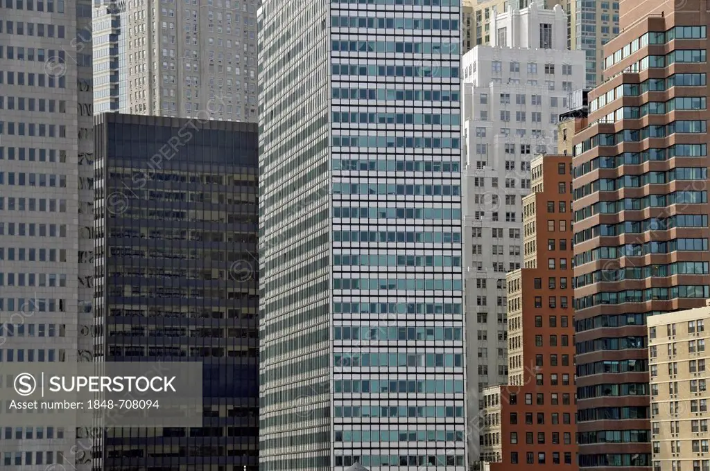 High-rise buildings, Financial District, Manhattan, New York, USA, America, PublicGround