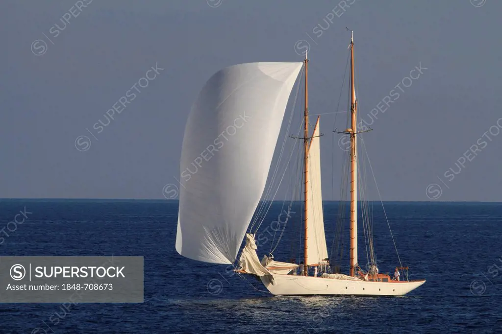 Sailing regatta during the Monaco Classic Week 2011 with historic sailing yachts, Monaco, Cote d'Azur, Mediterranean, Europe