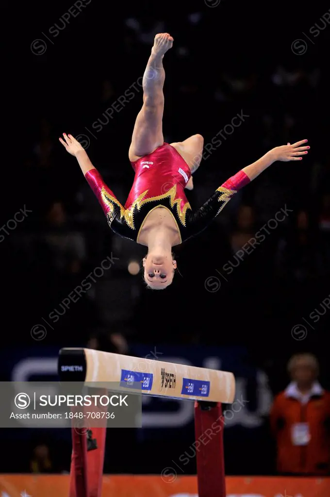 Pia Tolle, GER, performing on balance beam, EnBW Gymnastics World Cup, 11 to 13 Nov 2011, 29th DTB Cup, Porsche-Arena, Stuttgart, Baden-Wuerttemberg, ...